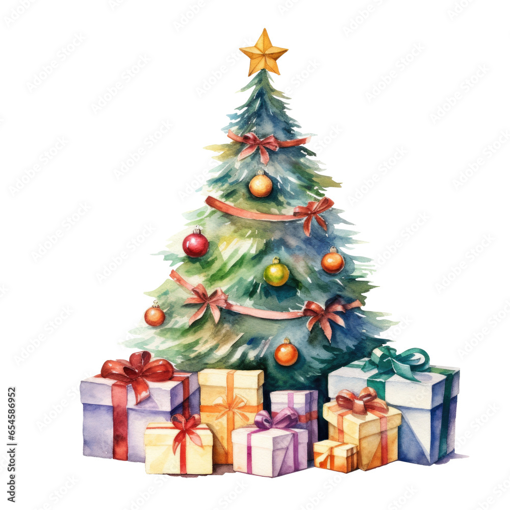 Watercolor Christmas tree isolated on a transparent background Watercolor Christmas tree isolated on a transparent background