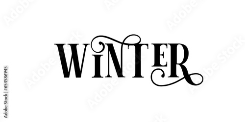 Winter. Beautiful decorative text of the word winter. Vector illustration for decorations in the wintry season