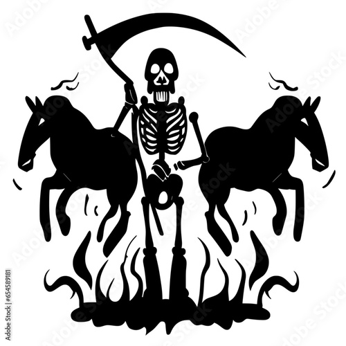 Halloween Skeleton with Horses