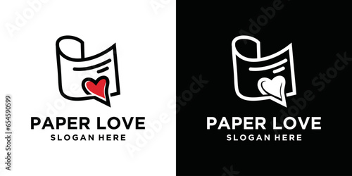 logo template Abstract newsletter illustration with combination of speech bubble and heart sign logo design. love reading, love news