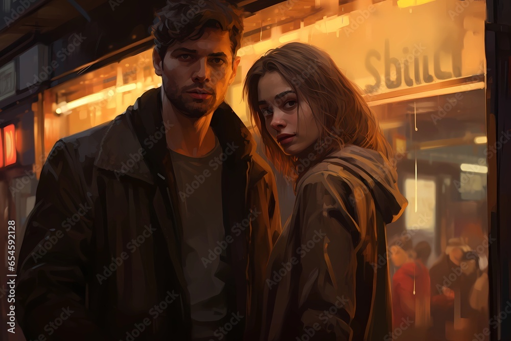 a man and a woman in the style of the film noir a man and a woman in the style of the film noir