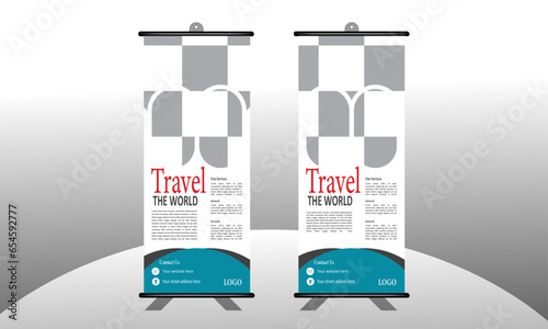Modern Travel rollup Banner Design Template, new rollup banner design