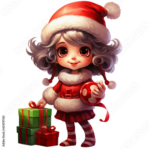 Christmas Santa Claus characters with Christmas gifts and toys, Happy and funny Celabretion elf isolate on Transparent background 