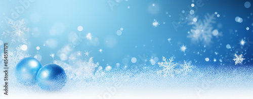 CHRISTMAS CARD. MAGICAL ABSTRACT BACKGROUND WITH WINTER LANDSCAPE  WHITE SNOW  SNOWFLAKES ON BLUE BLURRED BACKGROUND  BEAUTIFUL ILLUSTRATION. Generative Ai