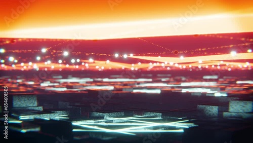 3d Render artwork visuals, fantastic animation Futurisc with lights. Concept dynamic and surreal VJ loop for music videos, night clubs, audiovisual show and performance, LED screens and projection map