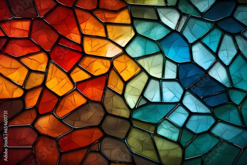 abstract mosaic pattern of colored tiles