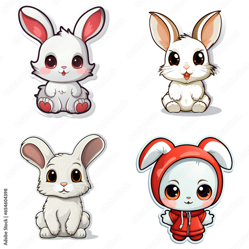 Fototapeta premium set of funny rabbits
