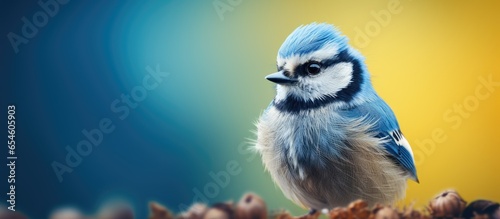 Cute British bird isolated against blurred background