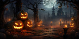 Halloween party, Halloween Illustration, Web design, Watercolor illustration, generative ai
