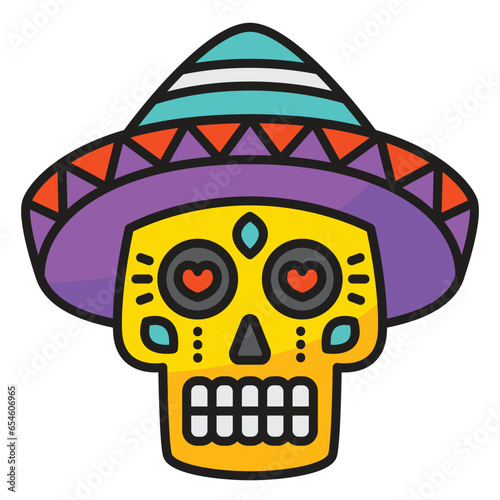 Skull icon with concept day of death. Vector design