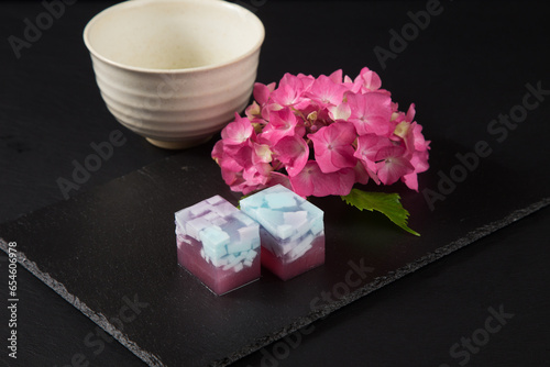 茶道　寒天菓子（紫陽花イメージ）