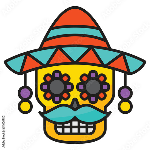Skull icon with concept day of death. Vector design