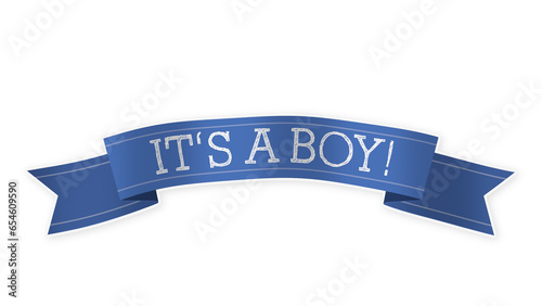 It's A Baby Boy Blue Ribbon Banner Announcement
