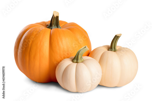Halloween pumpkins isolated on transparent background, Generative AI
