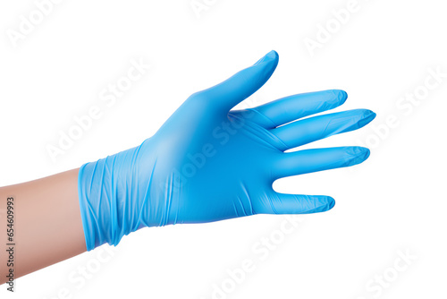 Medical gloves showing something isolated on a transparent background, Generative AI