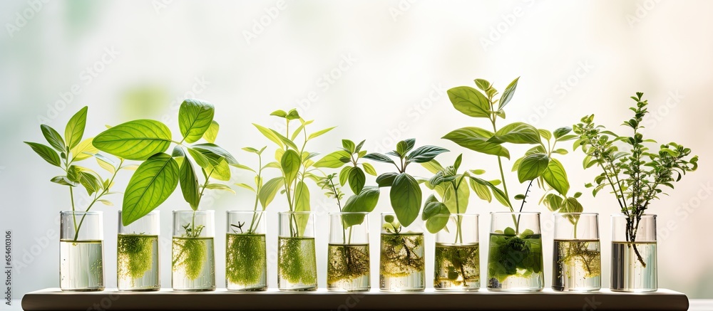 Biotechnology and GMOs Plants grown in labs for biochemistry research - obrazy, fototapety, plakaty 