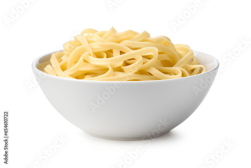 Bowl of boiled egg noodles isolated on a transparent background, Generative AI