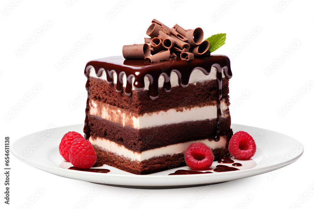 Delicious chocolate cake on a transparent background, Generative AI Delicious chocolate cake on a transparent background, Generative AI