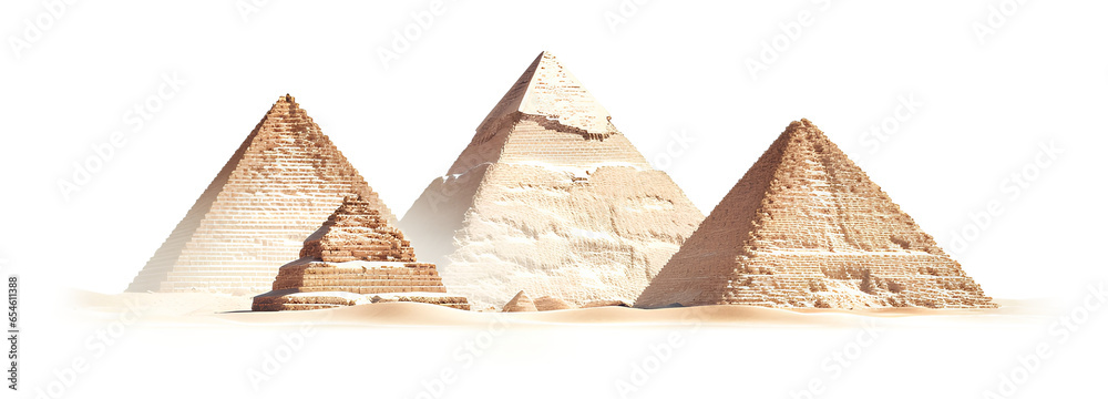 Egyptian pyramids isolated transparent background, Generative AI - obrazy, fototapety, plakaty 