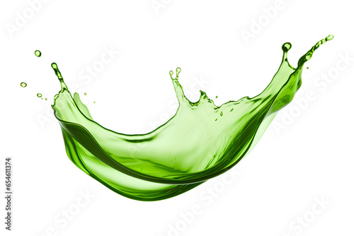 Drop of green paint falling in water on transparent background, Generative AI