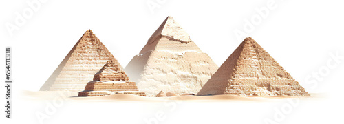 Egyptian pyramids isolated transparent background, Generative AI