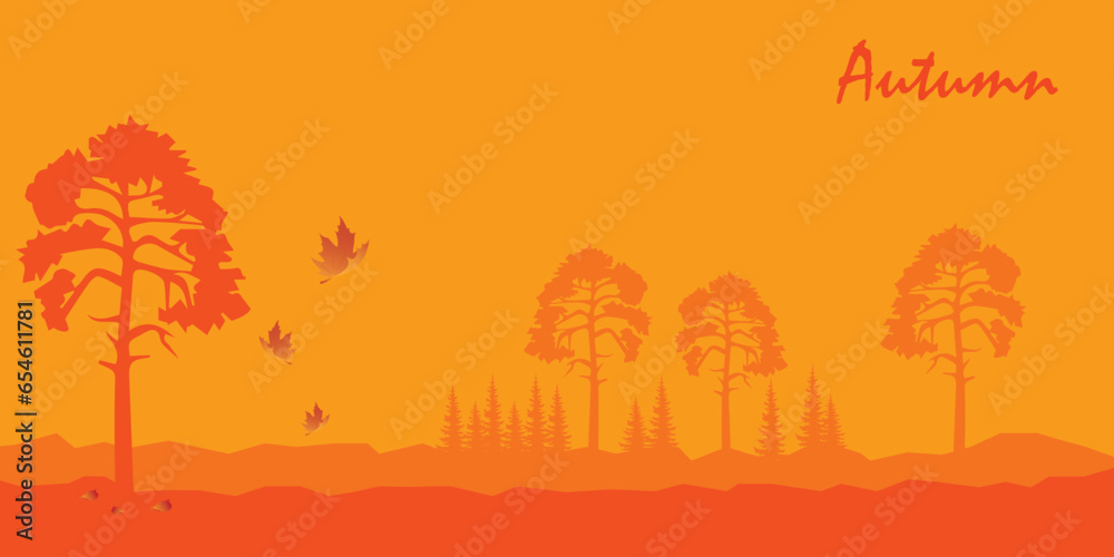 Landscape illustration design with an autumn theme