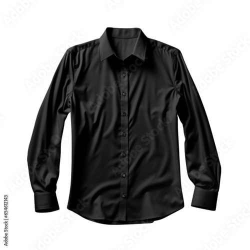 Black Shirt Mock-Up Isolated on Transparent or White Background