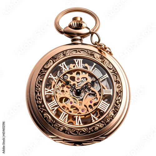 Pocket Watch Isolated on Transparent or White Background