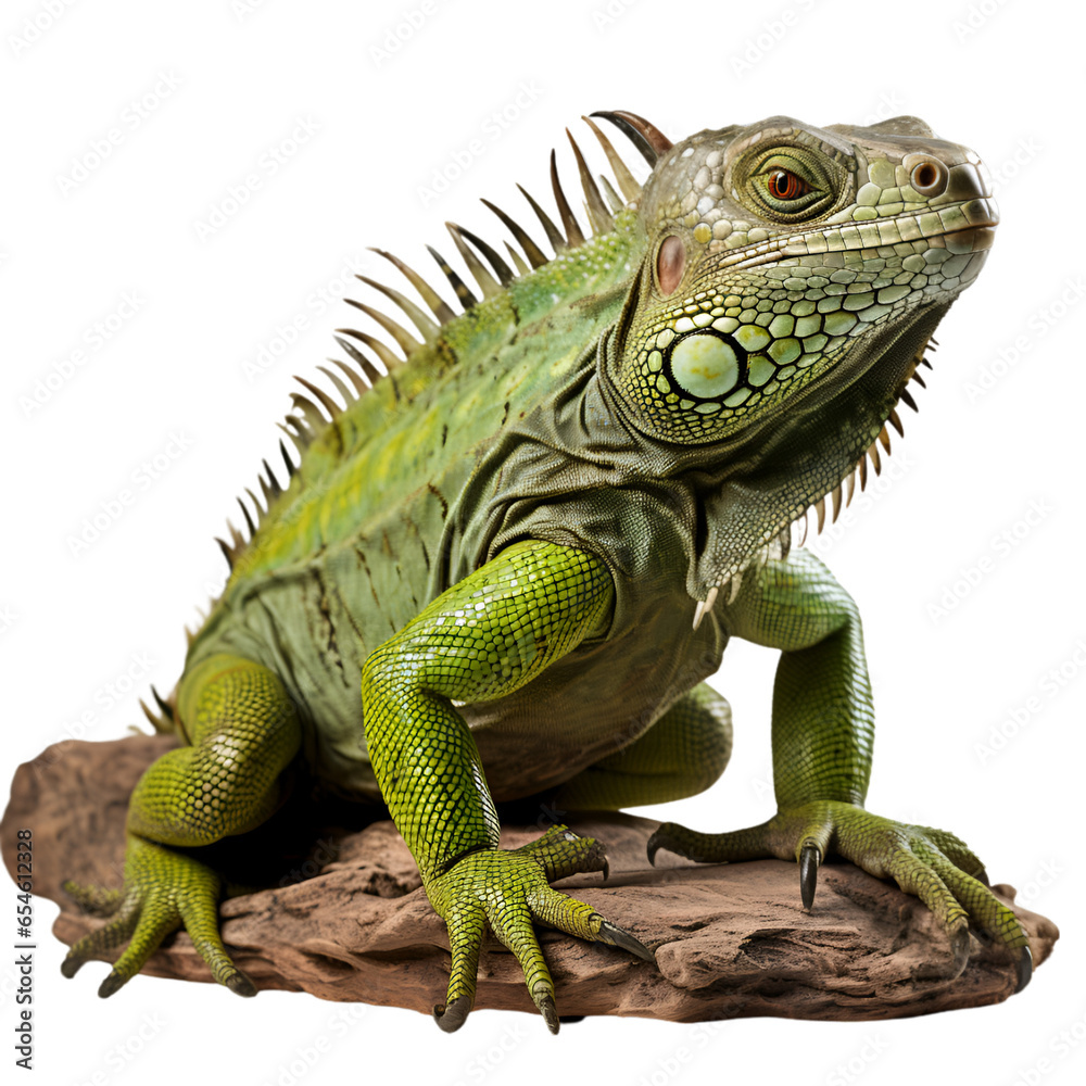 Obraz premium Rare Iguana Isolated on Transparent or White Background