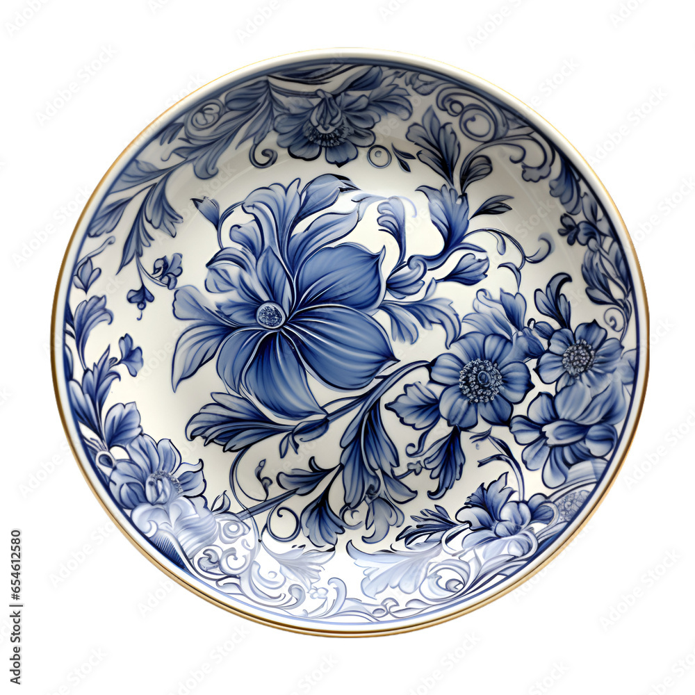 Porcelain Plate Isolated on Transparent or White Background