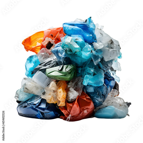 Plastic Waste Pile for Recycling Isolated on Transparent or White Background