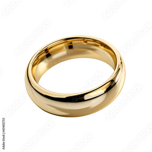 Gold Wedding Ring Isolated on Transparent or White Background