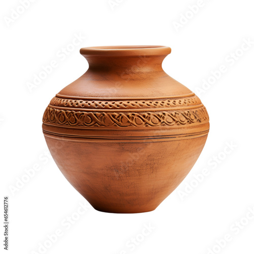 Small Clay Pot Isolated on Transparent or White Background