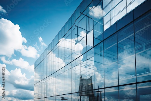 glass building with reflection of sky and clouds  © PinkiePie