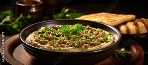 Egyptian classic dip made with fava beans a popular Middle Eastern food known as foul medames