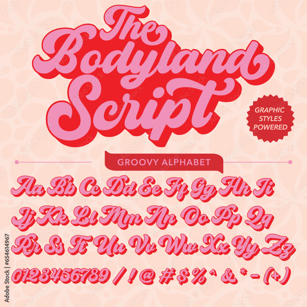 Abstract professional groovy Retro related The Bodyland Script Font Template - obrazy, fototapety, plakaty 