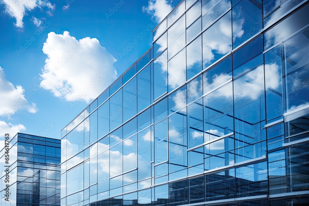 glass building with reflection of sky and clouds 