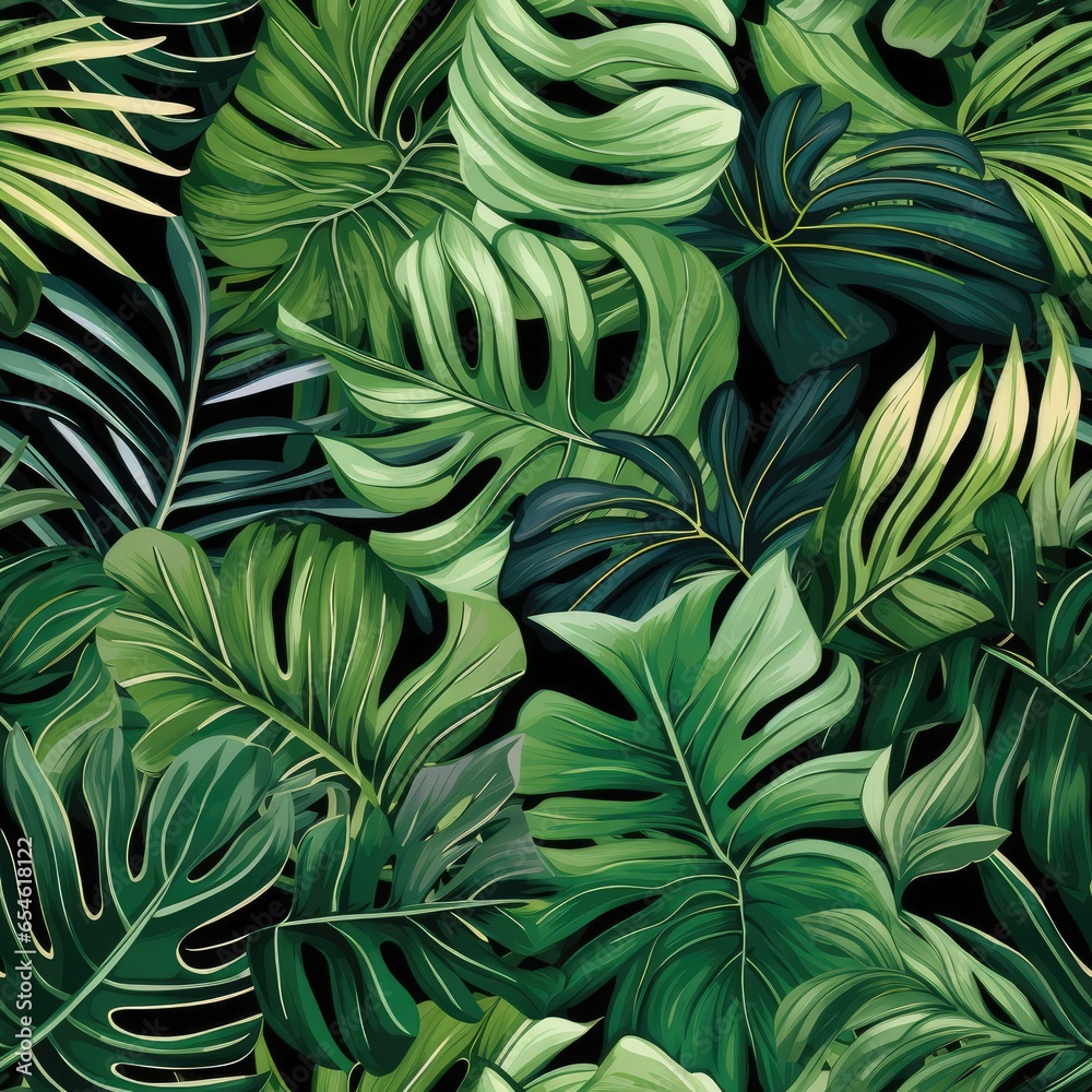 Tropical leaves background, AI generated Image Tropical leaves background, AI generated Image