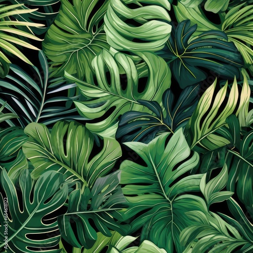Tropical leaves background, AI generated Image
