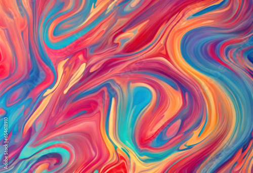 Abstract liquid background. Psychedelic horizontal banner. Colorful mixed paint backdrop. Watercolor fluid surface, generated by AI