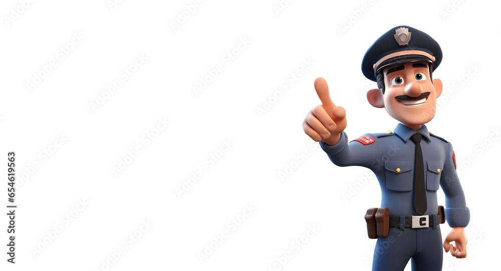 3D Cartoon Police Officer: Safeguarding Your Banner in Space Generative AI