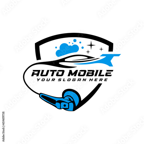 Illustration  of auto detailing service logo design vector graphic template