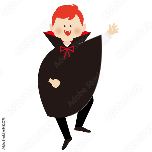 吸血鬼のコスプレをしている元気な男性のイラスト