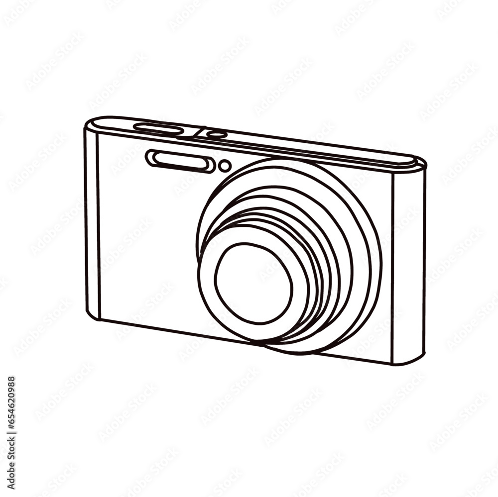 Vector illustration of Compact Digital camera vector outline line art, isometric view Simple flat design isolated on white background Vector illustration of Compact Digital camera vector outline line art, isometric view Simple flat design isolated on white background
