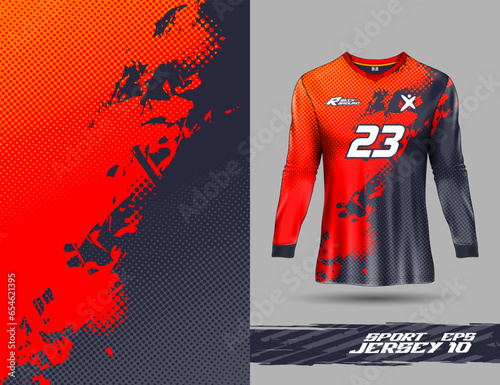 Tshirt long sleeve template for extreme sports background racing jersey design soccer, cycling and motocross jersey