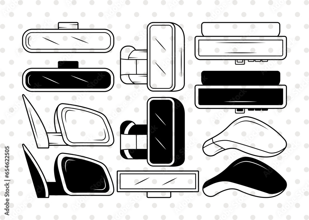 Car Mirror SVG, Mirror Silhouette, Car Side Mirror Svg, Rear View
