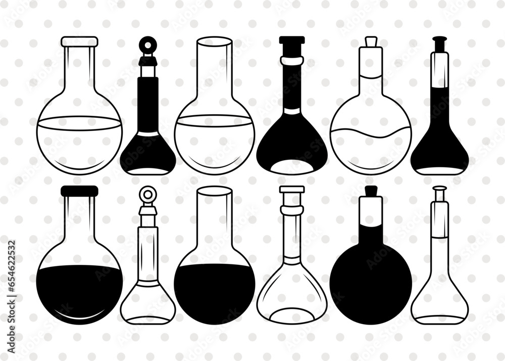 Volumetric Flask Svg, Volumetric Flask Silhouette, Lab Equipment Svg