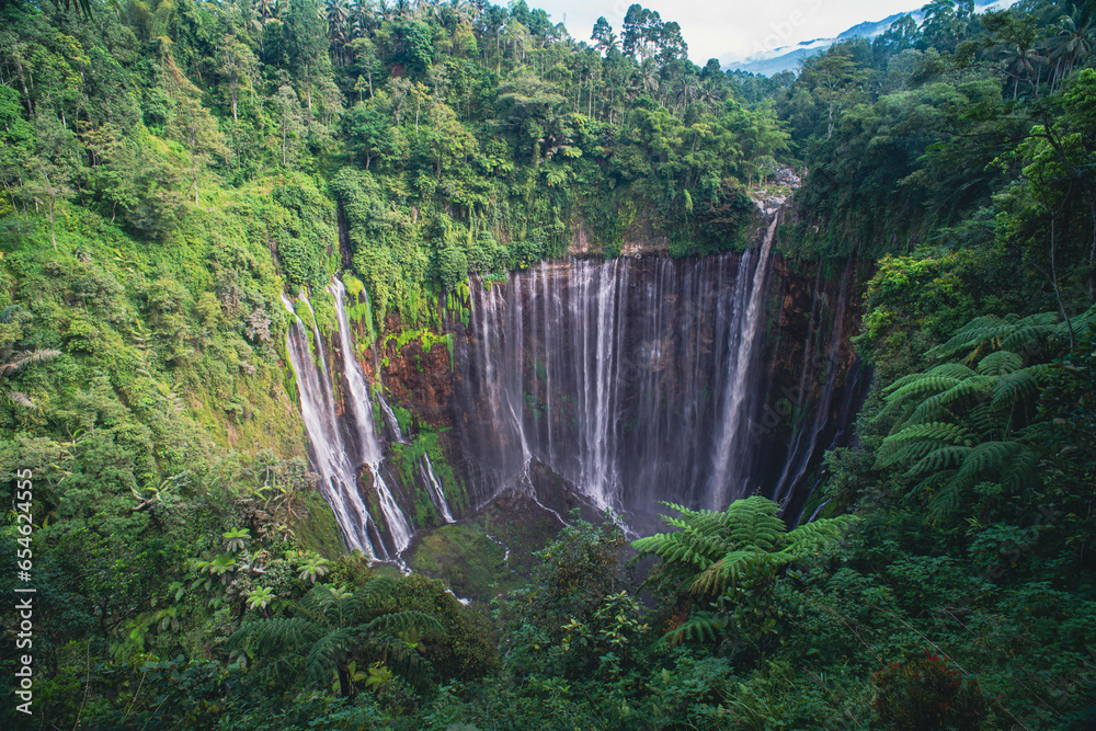 Beautiful view at Tumpak Sewu waterfall located in Lumajang,  East Java region,Indonesia
