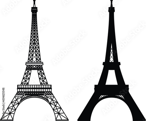 Fotografia Eiffel tower vector illustration. Famous Paris monument by day.