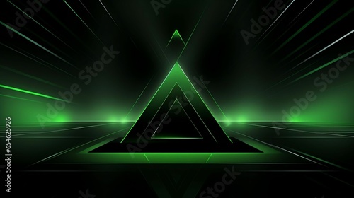 Abstract futuristic green arrow polygon with black lines